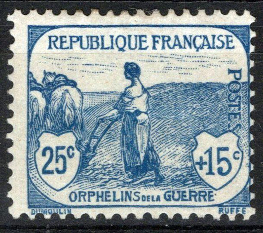 France B6 MH FVF Semi-Postal 25c +15c dp bl Woman Plowing ZAYIX 0825SB3830