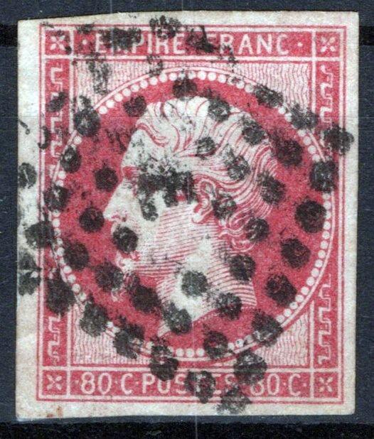 France 20 Used VF (Maury #17A) 80c carmine Napoleon ZAYIX 0825SB3901