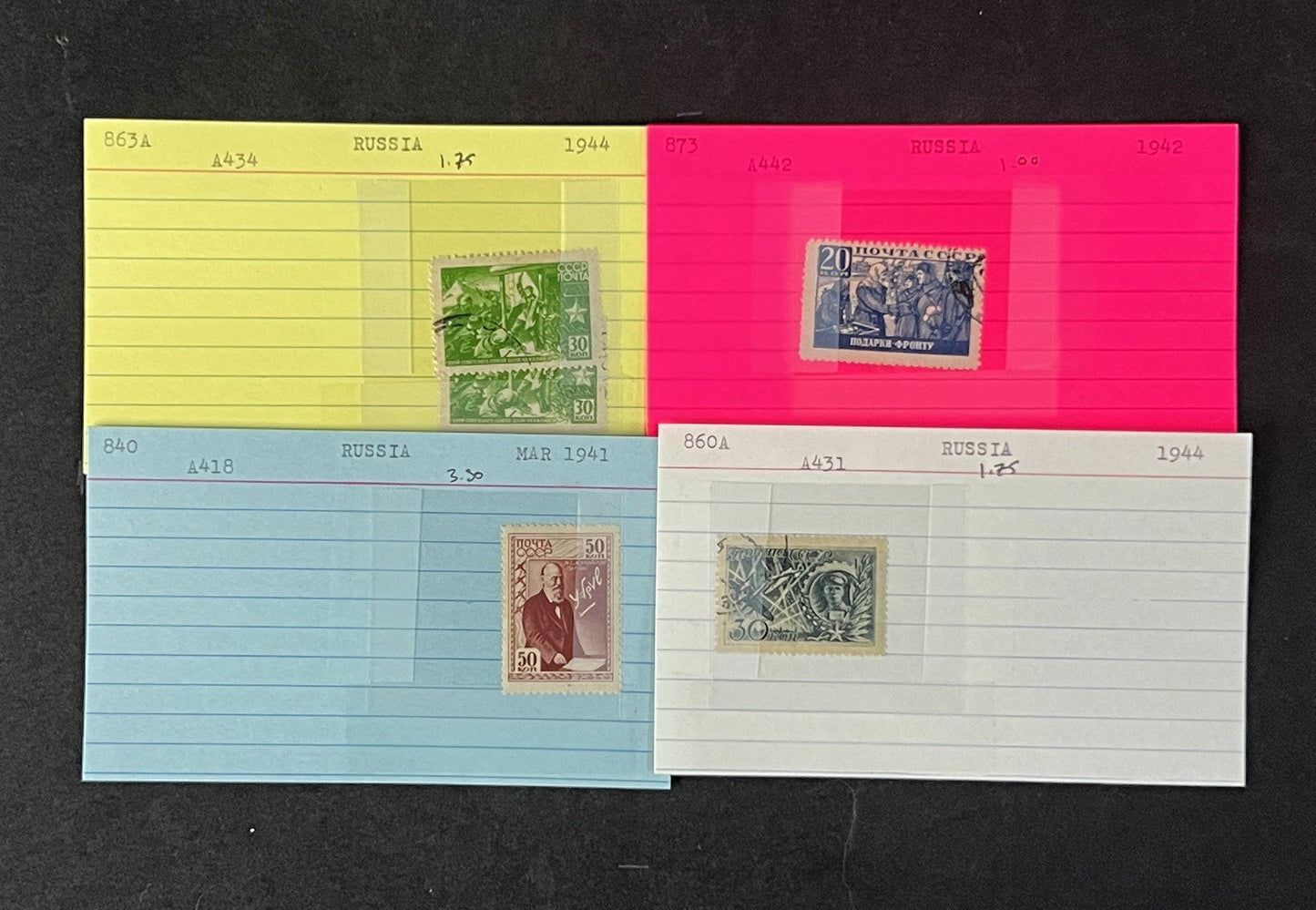 Russia Better Stamps Identified on 100s of Dealer Cards ZAYIX 0825G3862