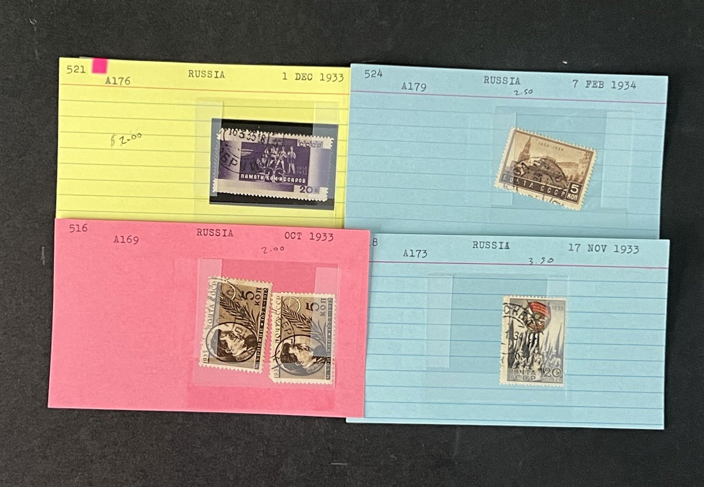 Russia Better Stamps Identified on 100s of Dealer Cards ZAYIX 0825G3862