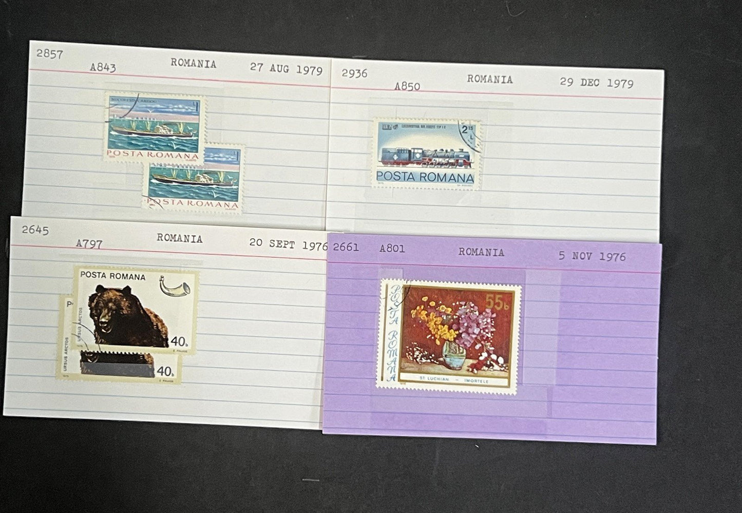 Romania Collection on Dealer Cards, identified by Scott# ZAYIX 0825G3860