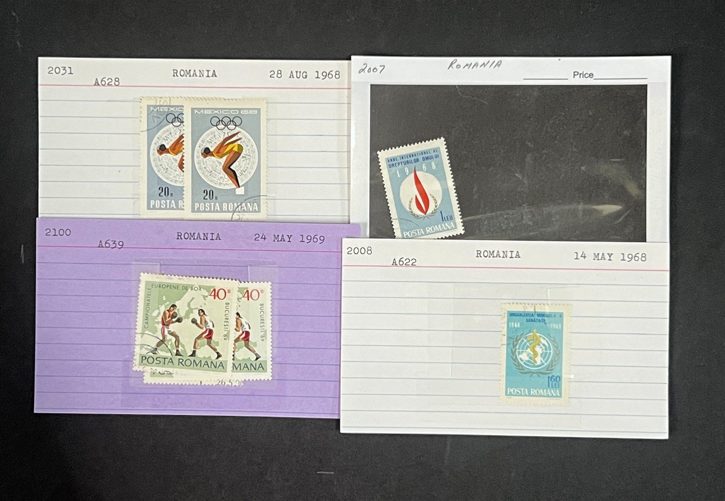 Romania Collection on Dealer Cards, identified by Scott# ZAYIX 0825G3860
