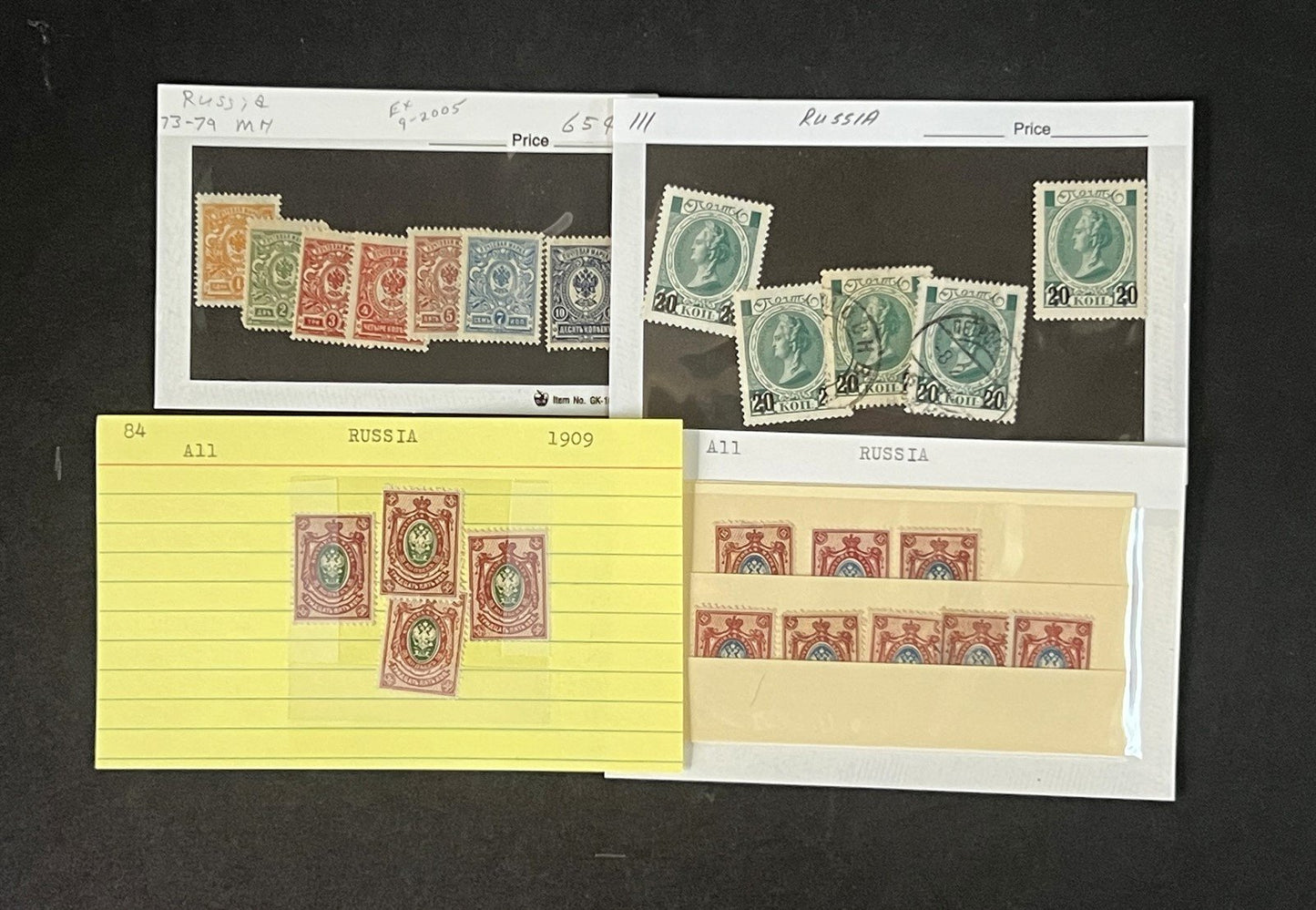 Russia Collection on Dealer Cards, identified by Scott# ZAYIX 0825G3869