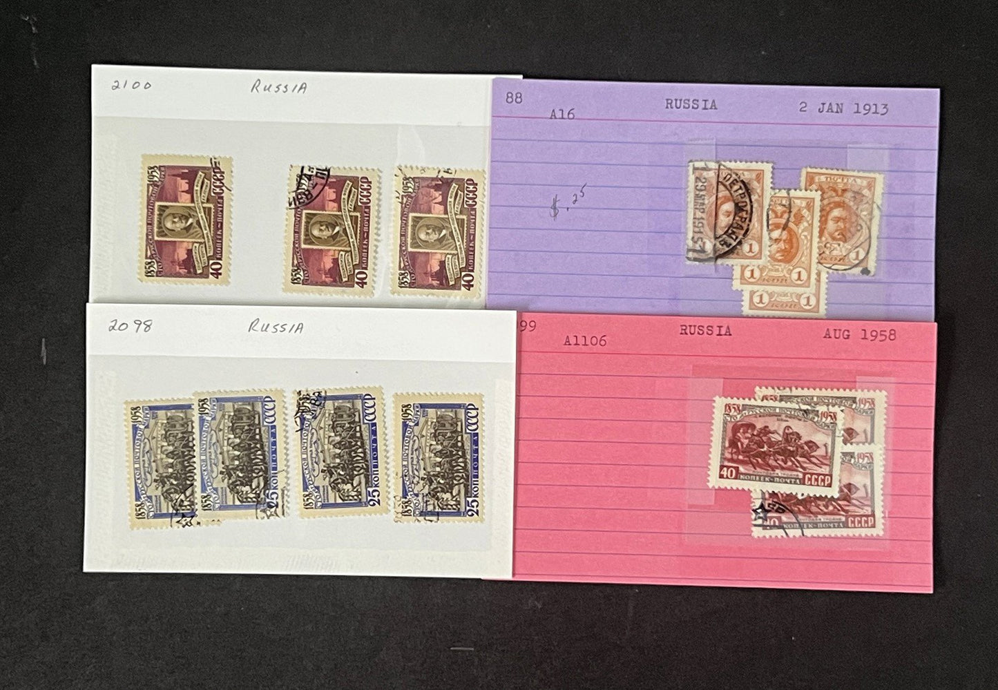 Russia Collection on Dealer Cards, identified by Scott# ZAYIX 0825G3869