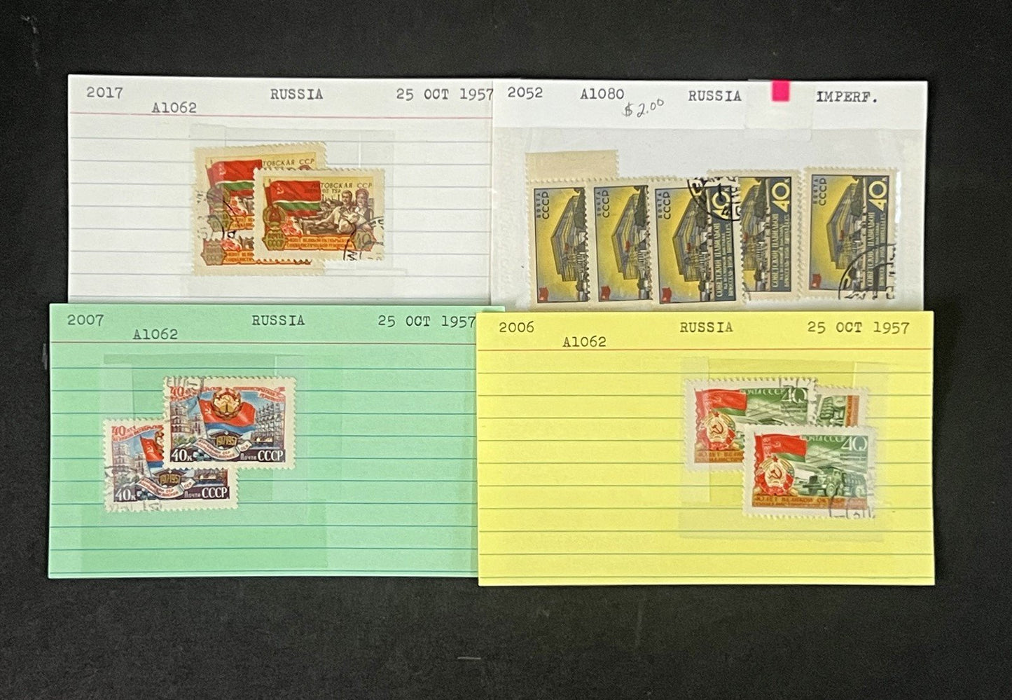 Russia Collection on Dealer Cards, identified by Scott# ZAYIX 0825G3869