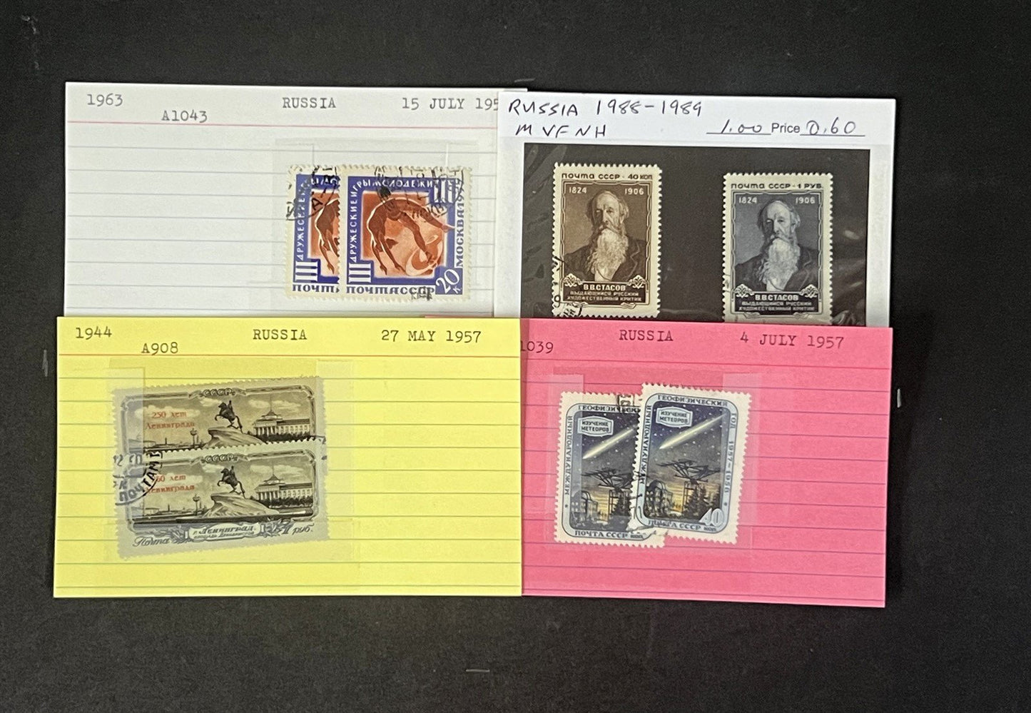 Russia Collection on Dealer Cards, identified by Scott# ZAYIX 0825G3869