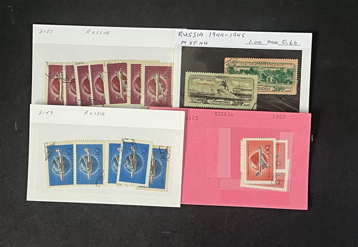 Russia Collection on Dealer Cards, identified by Scott# ZAYIX 0825G3869
