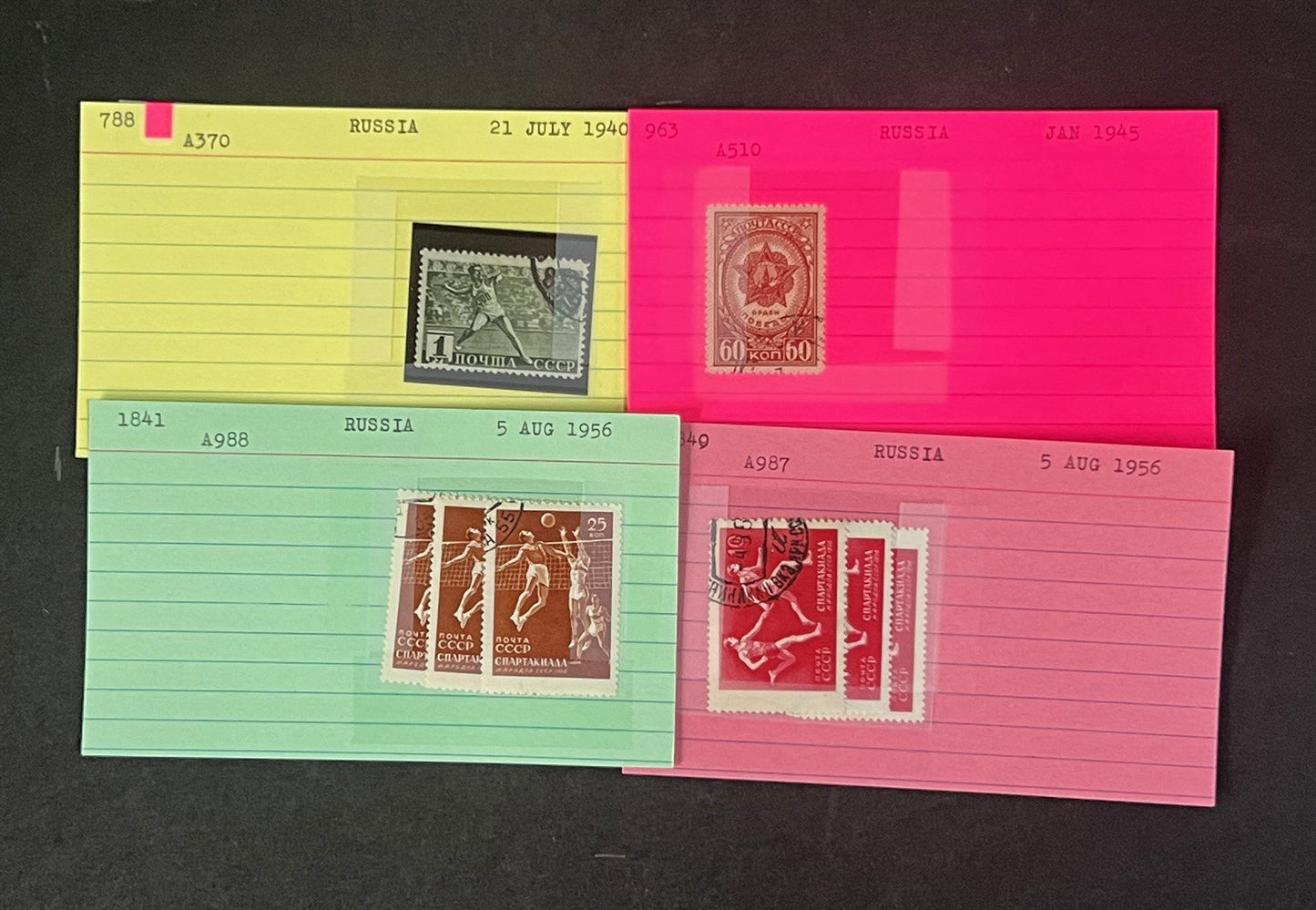 Russia Collection on Dealer Cards, identified by Scott# ZAYIX 0825G3869