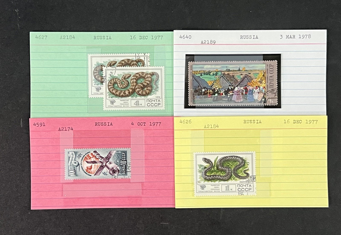 Russia Collection 4 on Dealer Cards, identified by Scott# ZAYIX 0825G3870