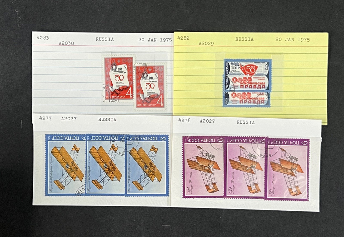 Russia Collection 4 on Dealer Cards, identified by Scott# ZAYIX 0825G3870