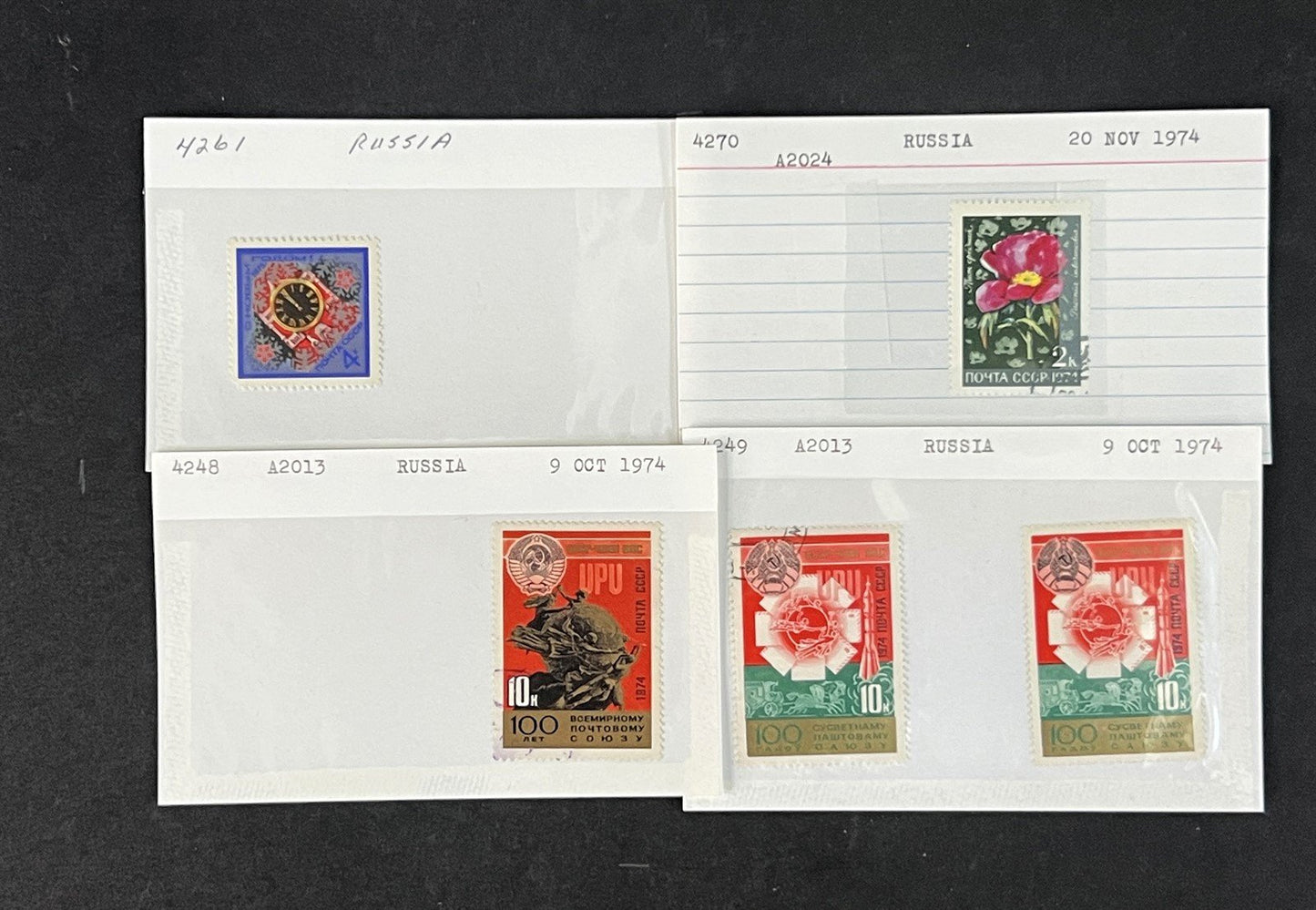 Russia Collection 4 on Dealer Cards, identified by Scott# ZAYIX 0825G3870