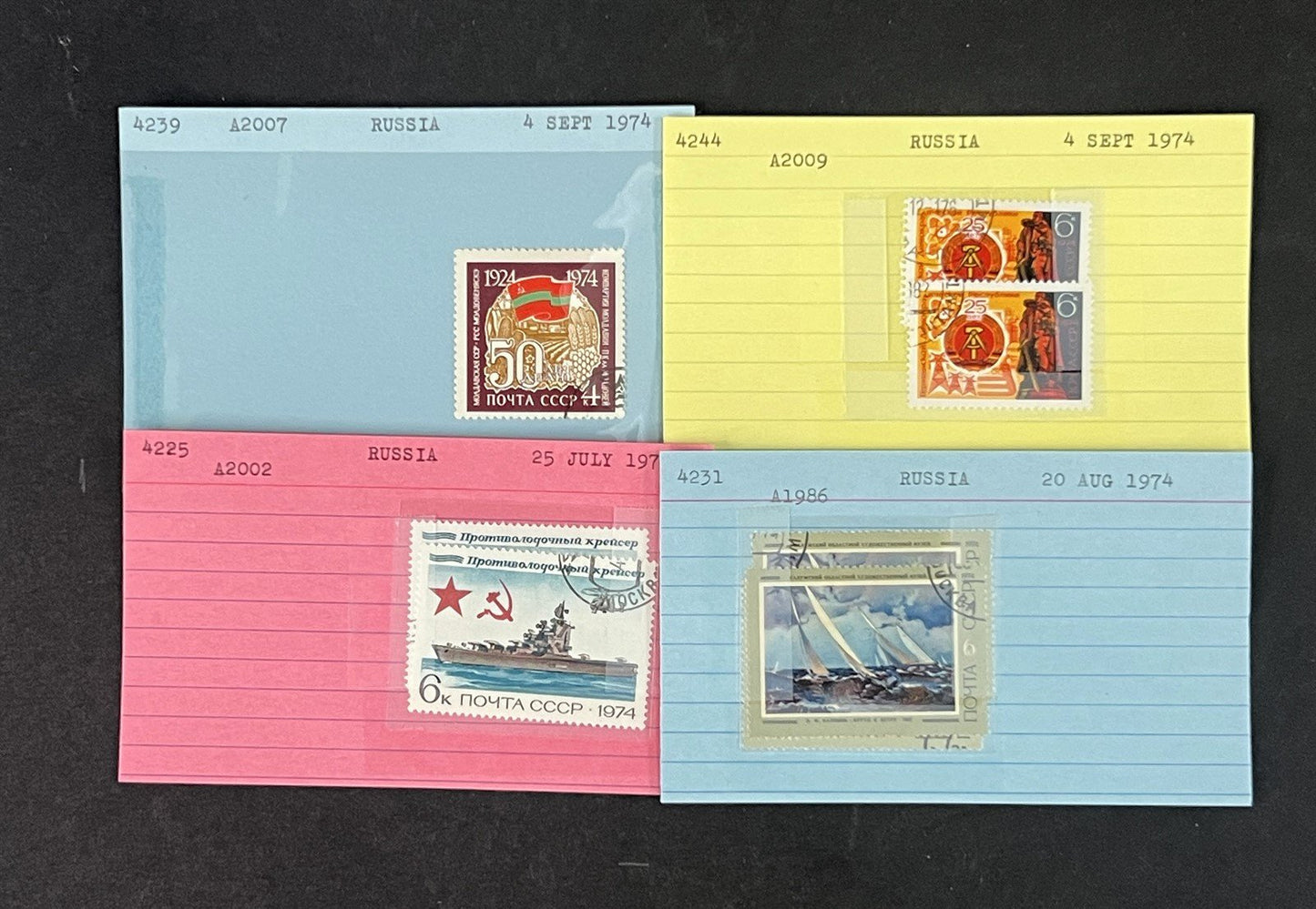 Russia Collection 4 on Dealer Cards, identified by Scott# ZAYIX 0825G3870