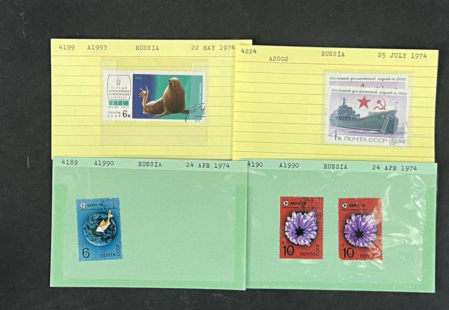 Russia Collection 4 on Dealer Cards, identified by Scott# ZAYIX 0825G3870