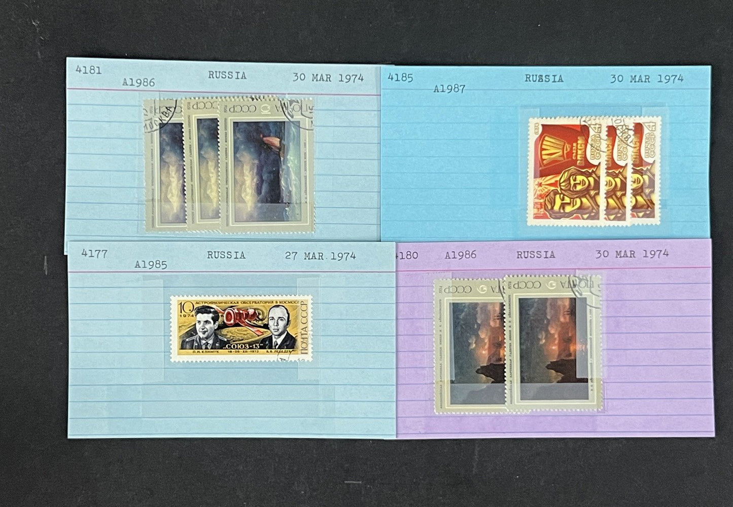 Russia Collection 4 on Dealer Cards, identified by Scott# ZAYIX 0825G3870