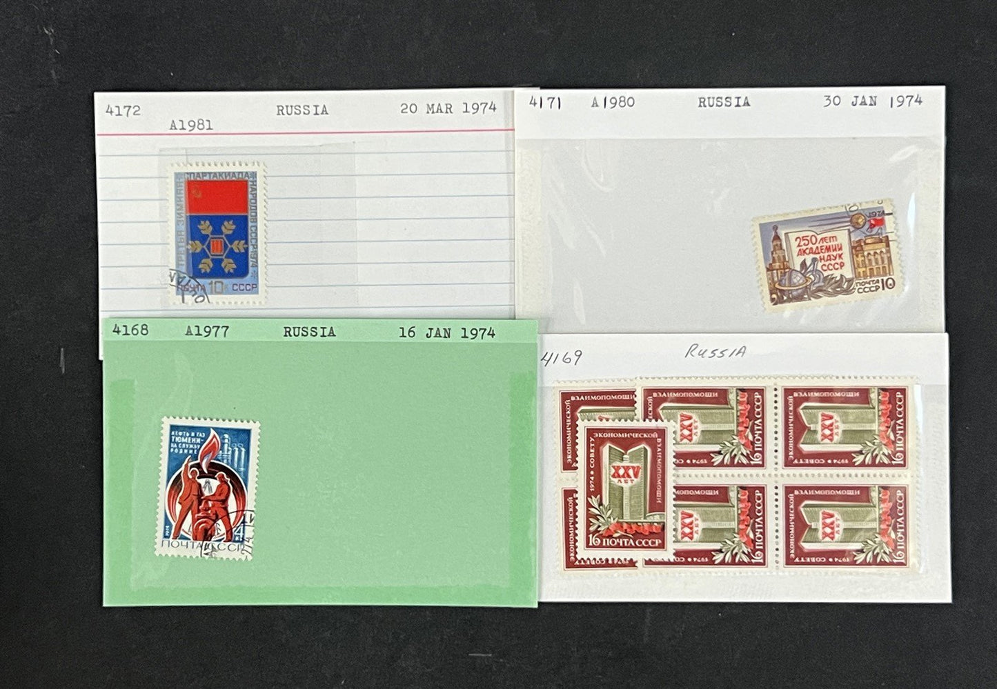 Russia Collection 4 on Dealer Cards, identified by Scott# ZAYIX 0825G3870
