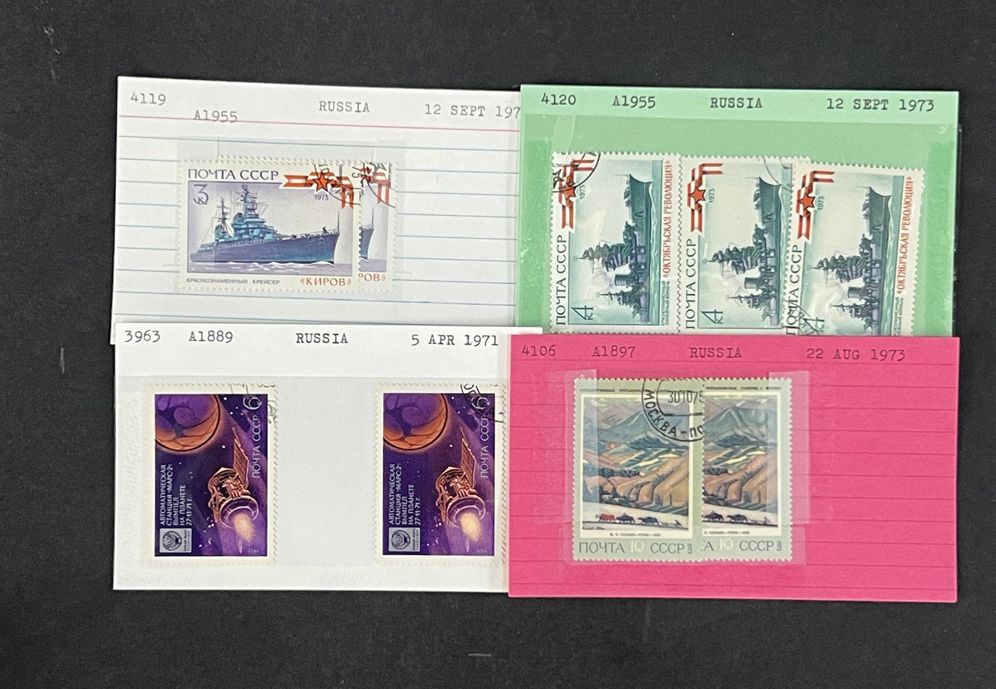 Russia Collection 4 on Dealer Cards, identified by Scott# ZAYIX 0825G3870