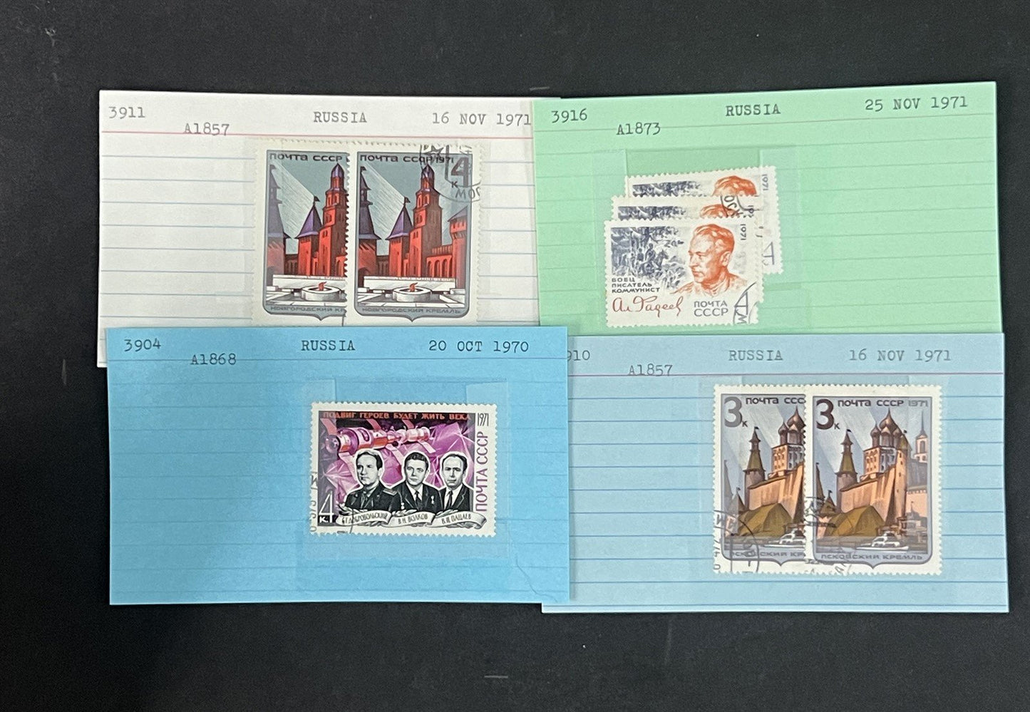 Russia Collection 4 on Dealer Cards, identified by Scott# ZAYIX 0825G3870