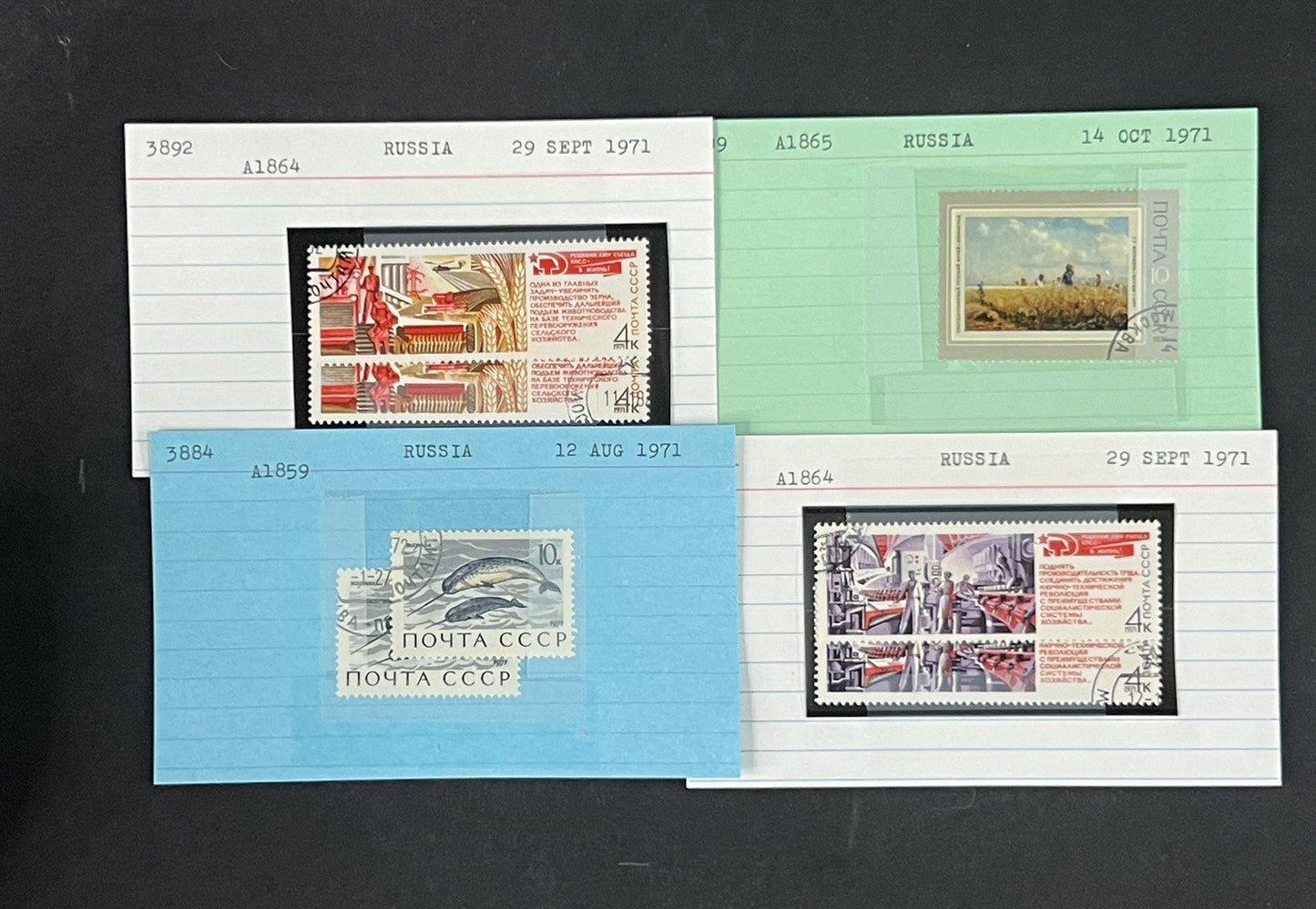 Russia Collection 4 on Dealer Cards, identified by Scott# ZAYIX 0825G3870