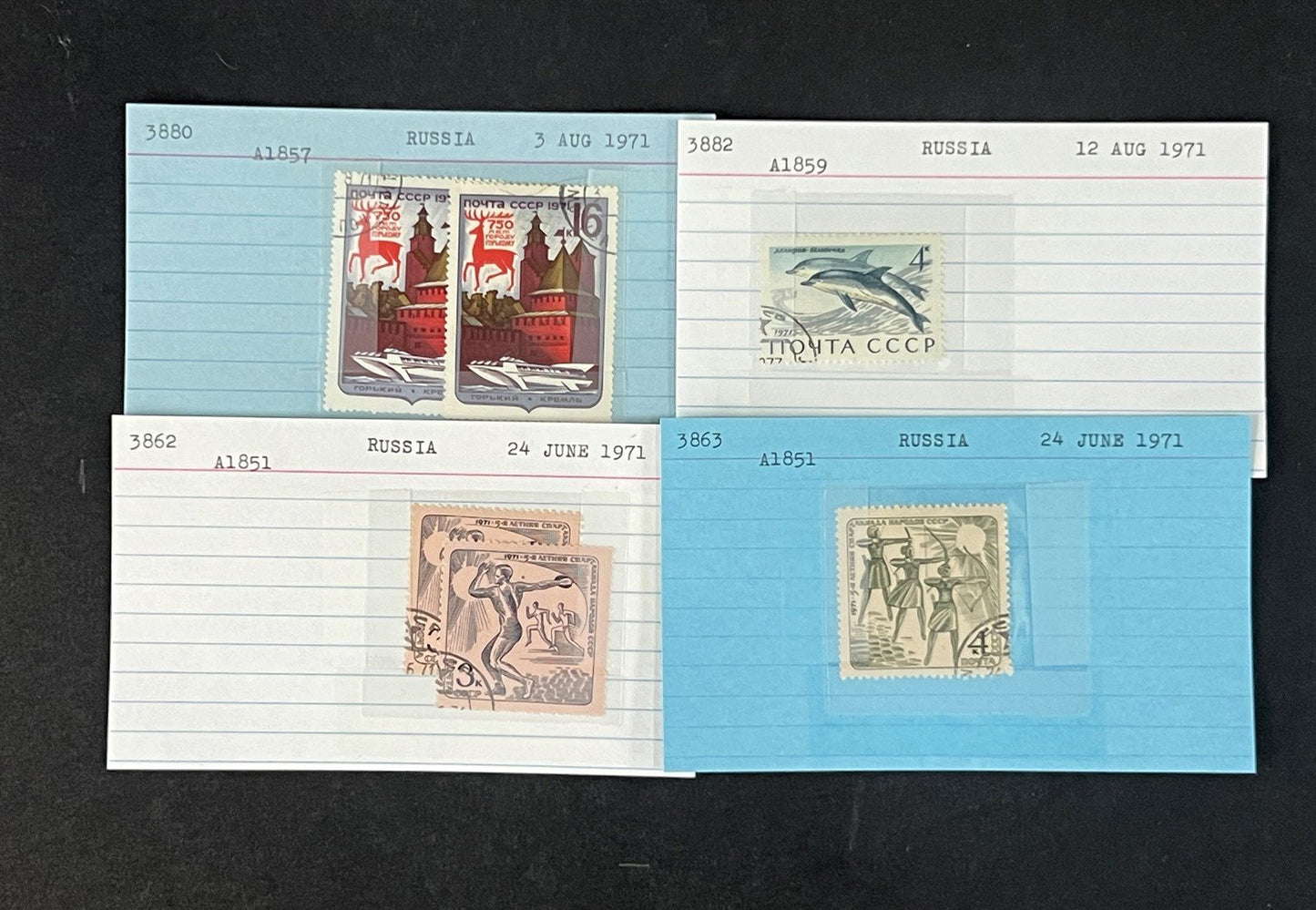Russia Collection 4 on Dealer Cards, identified by Scott# ZAYIX 0825G3870