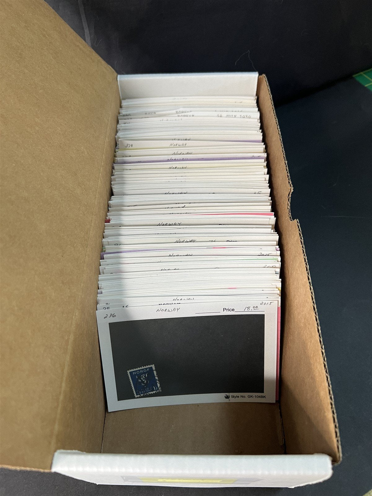 Norway Box Collection $1100 CV Dealer Cards identified by Scott# ZAYIX 0825G3890