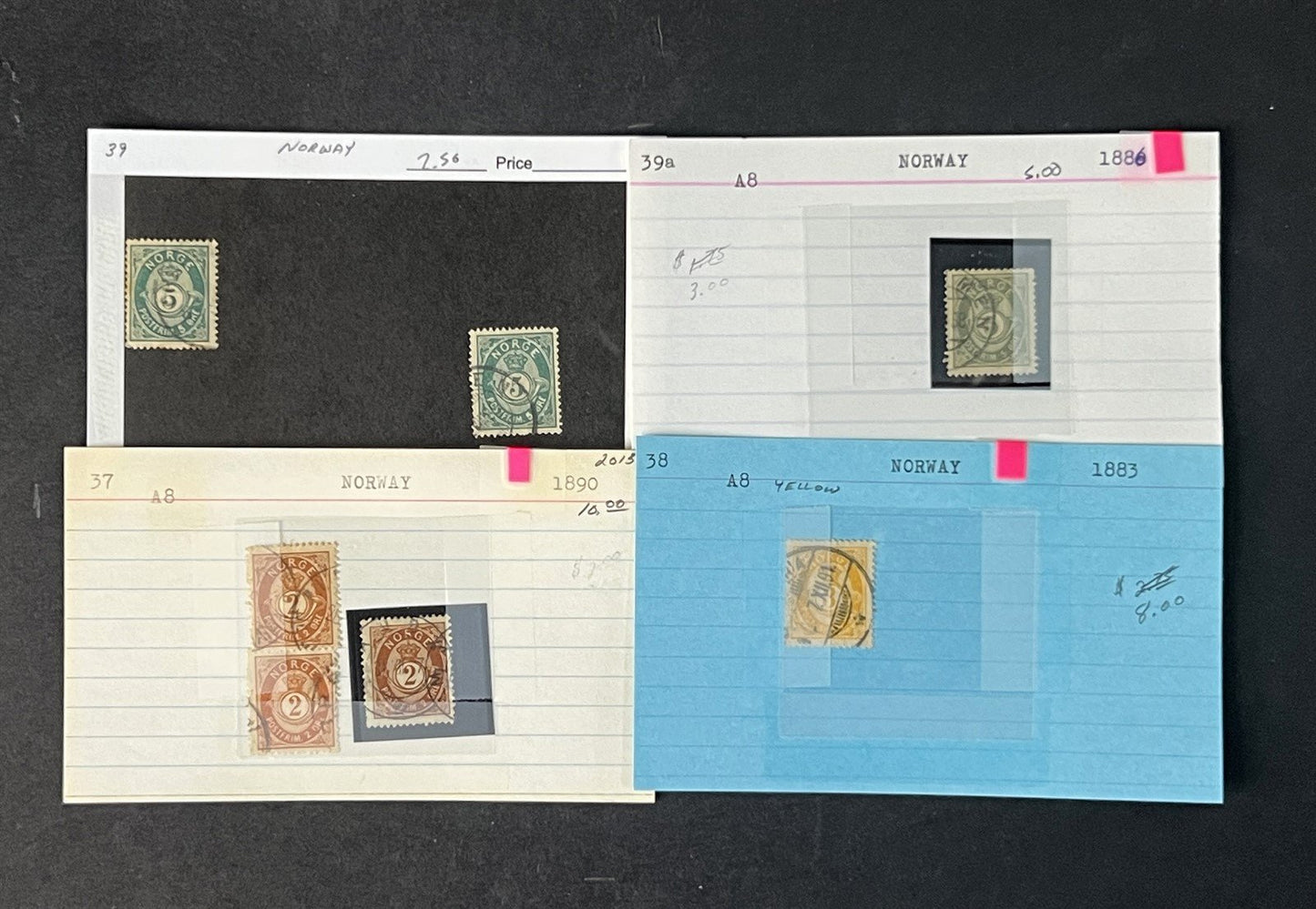 Norway Box Collection $1100 CV Dealer Cards identified by Scott# ZAYIX 0825G3890