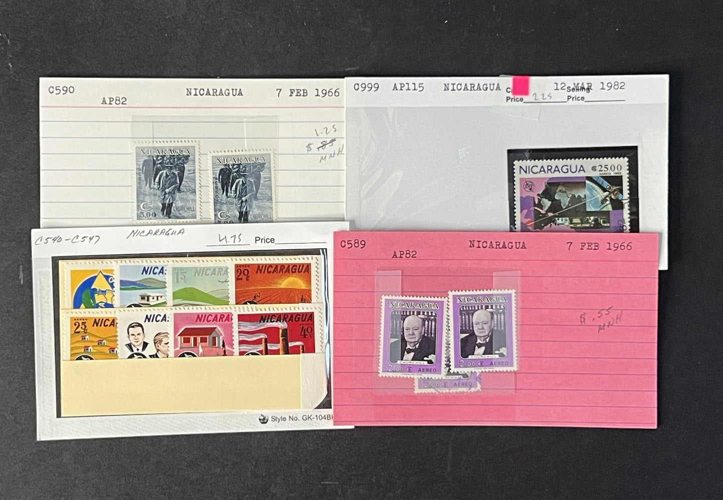 Nicaragua Box Collection $617 CV Dealer Cards Id'd by Scott# ZAYIX 0825G3891