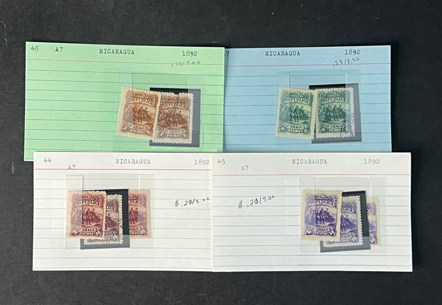 Nicaragua Box Collection $617 CV Dealer Cards Id'd by Scott# ZAYIX 0825G3891