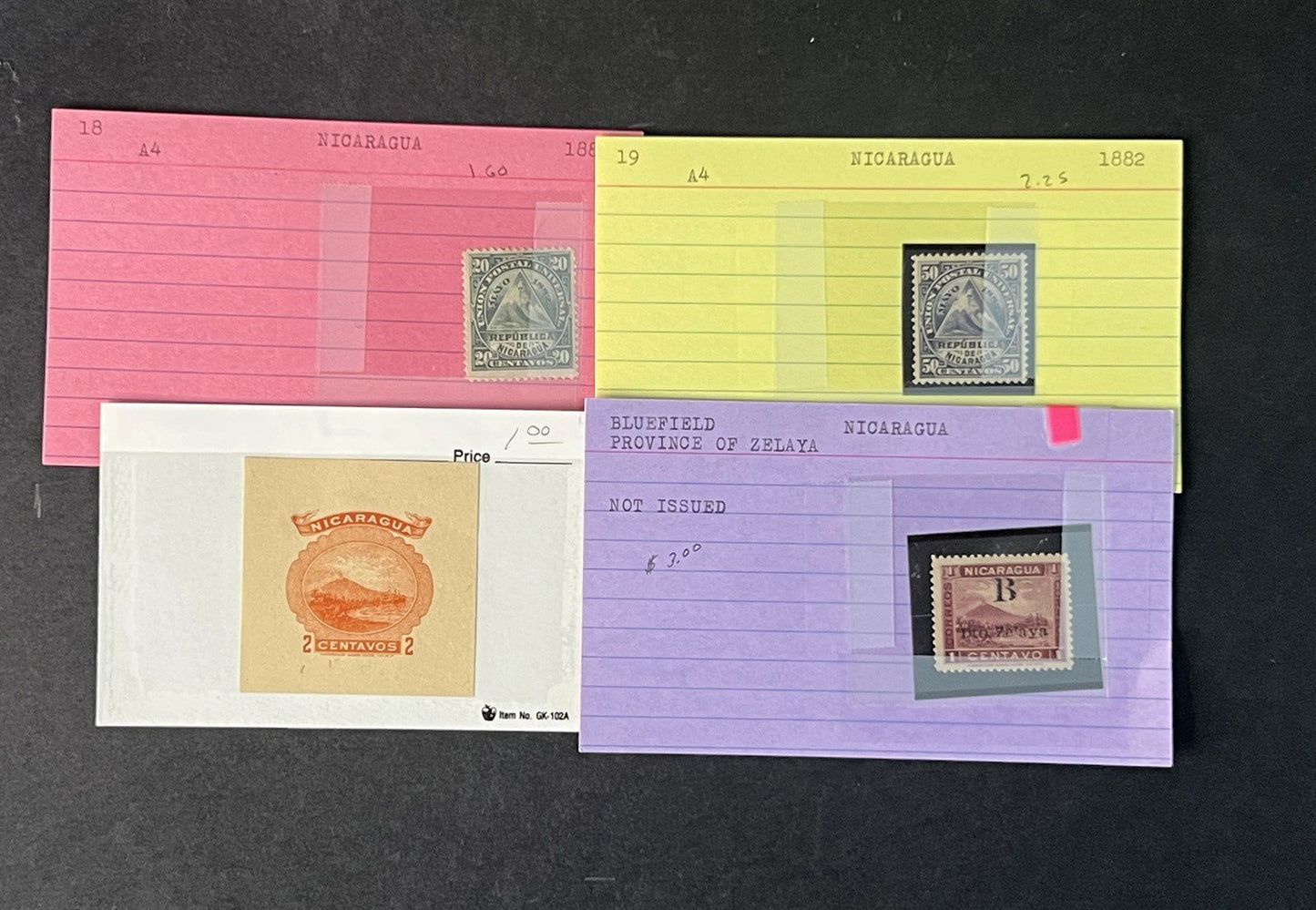 Nicaragua Box Collection $617 CV Dealer Cards Id'd by Scott# ZAYIX 0825G3891