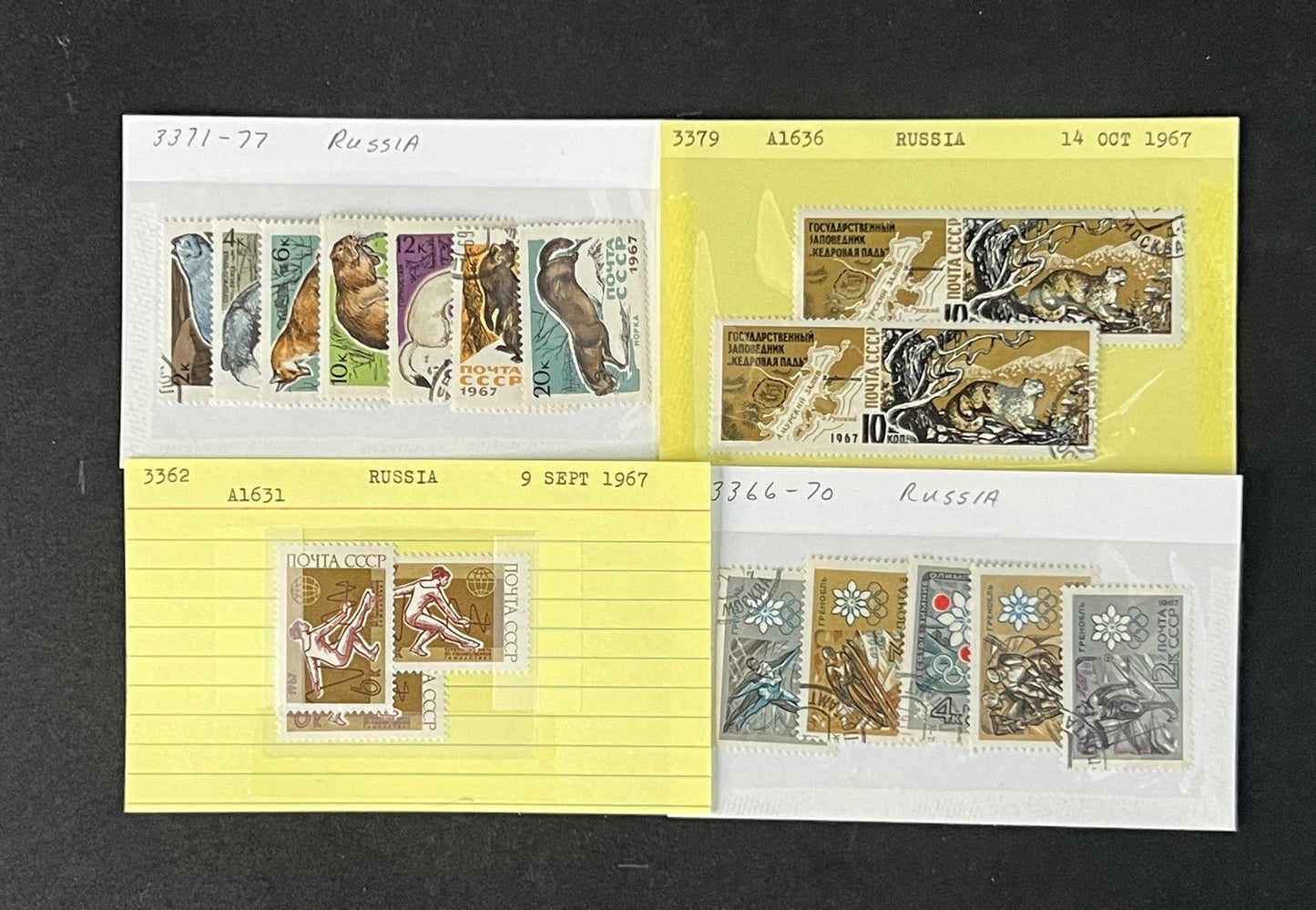 Russia Collection 1000s on Dealer Cards, identified by Scott# ZAYIX 0825G3892