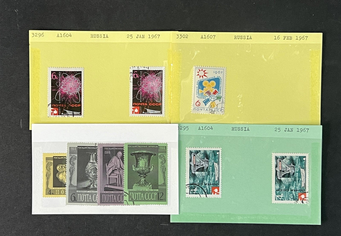Russia Collection 1000s on Dealer Cards, identified by Scott# ZAYIX 0825G3892