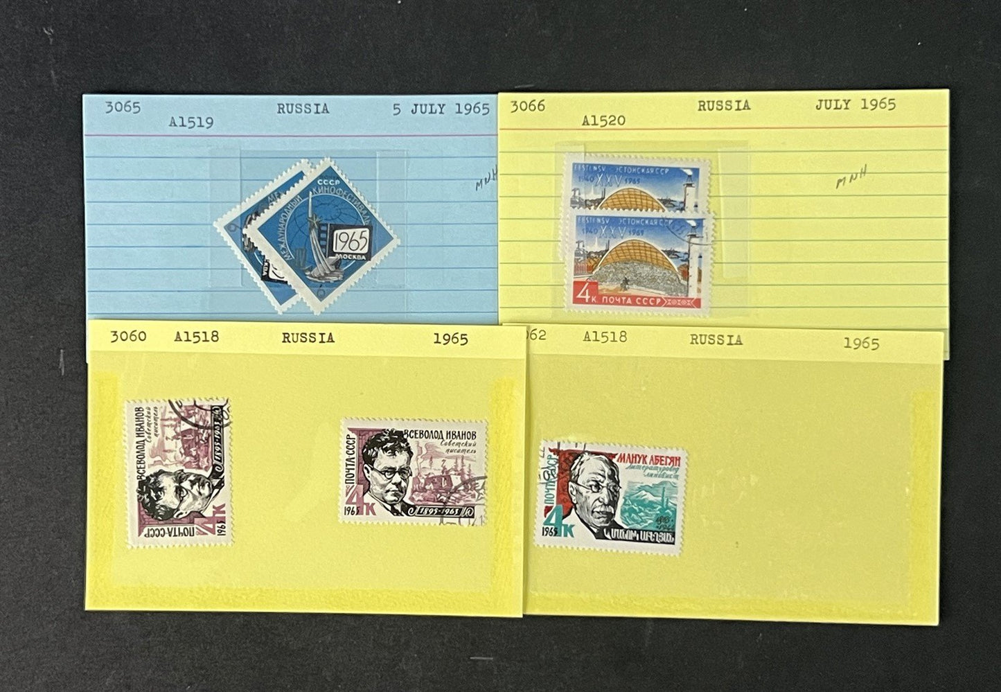 Russia Collection 1000s on Dealer Cards, identified by Scott# ZAYIX 0825G3892