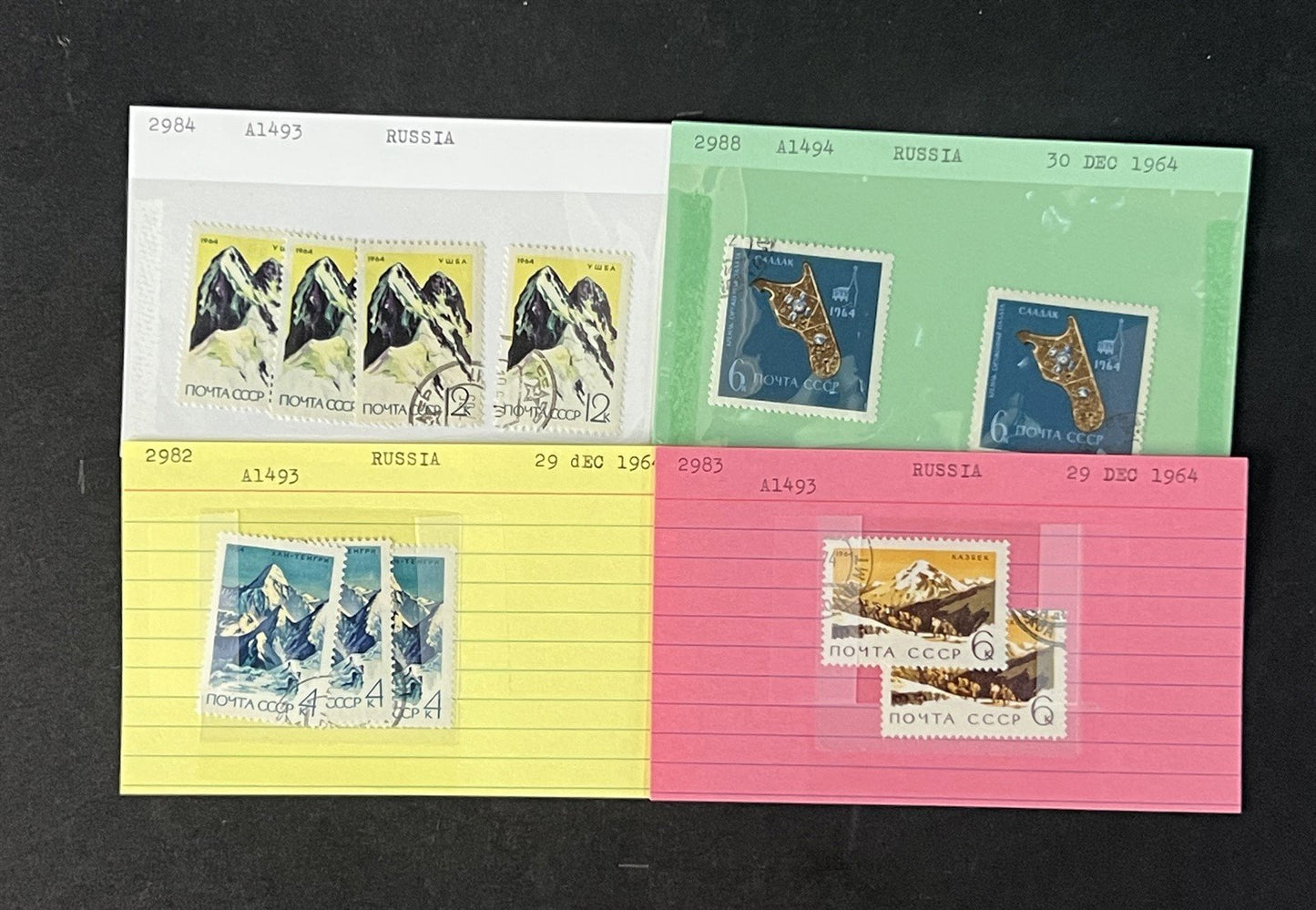 Russia Collection 1000s on Dealer Cards, identified by Scott# ZAYIX 0825G3892