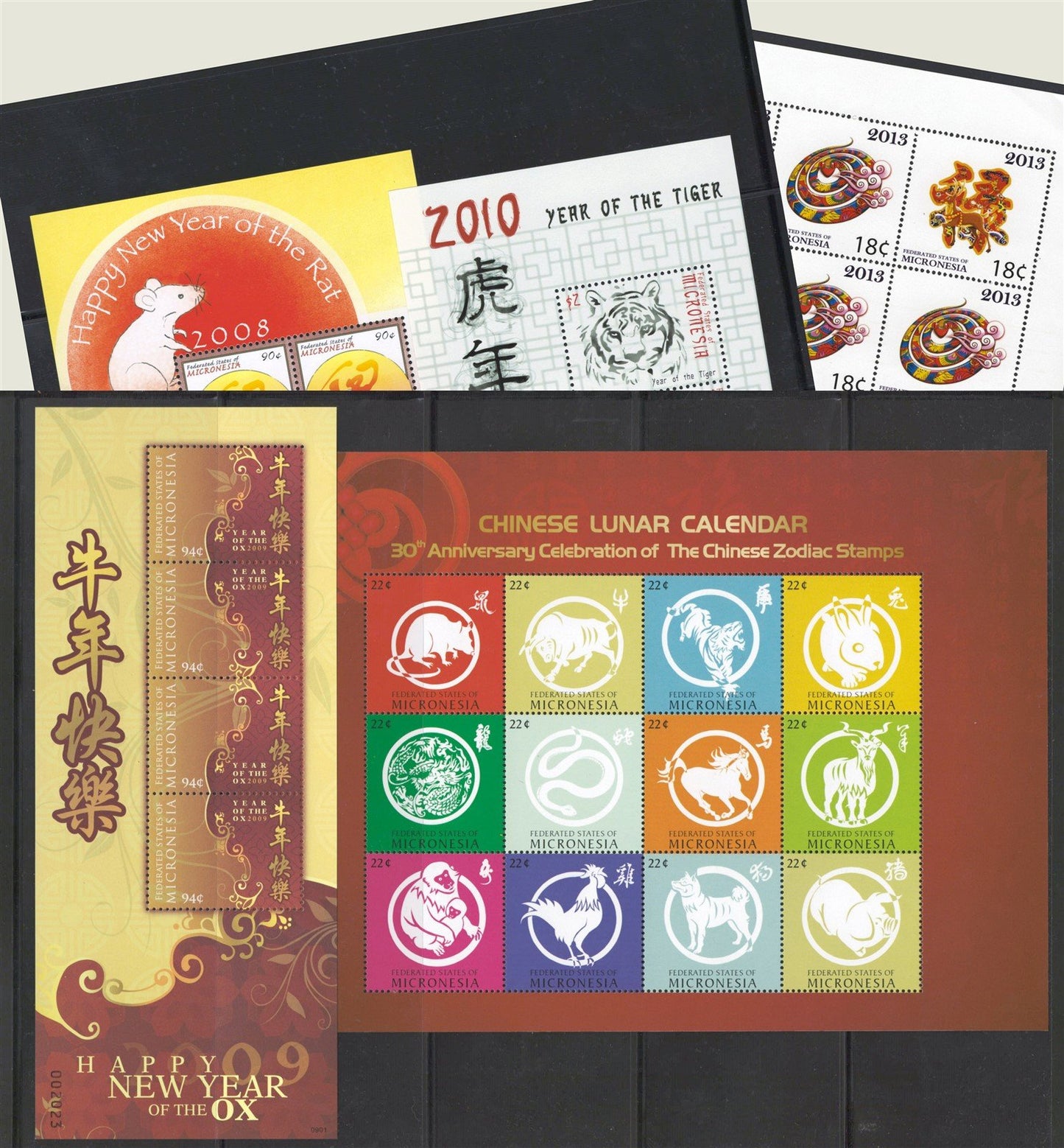 Chinese Lunar New Year Micronesia MNH Collection on 3 Pages ZAYIX 0825L1913