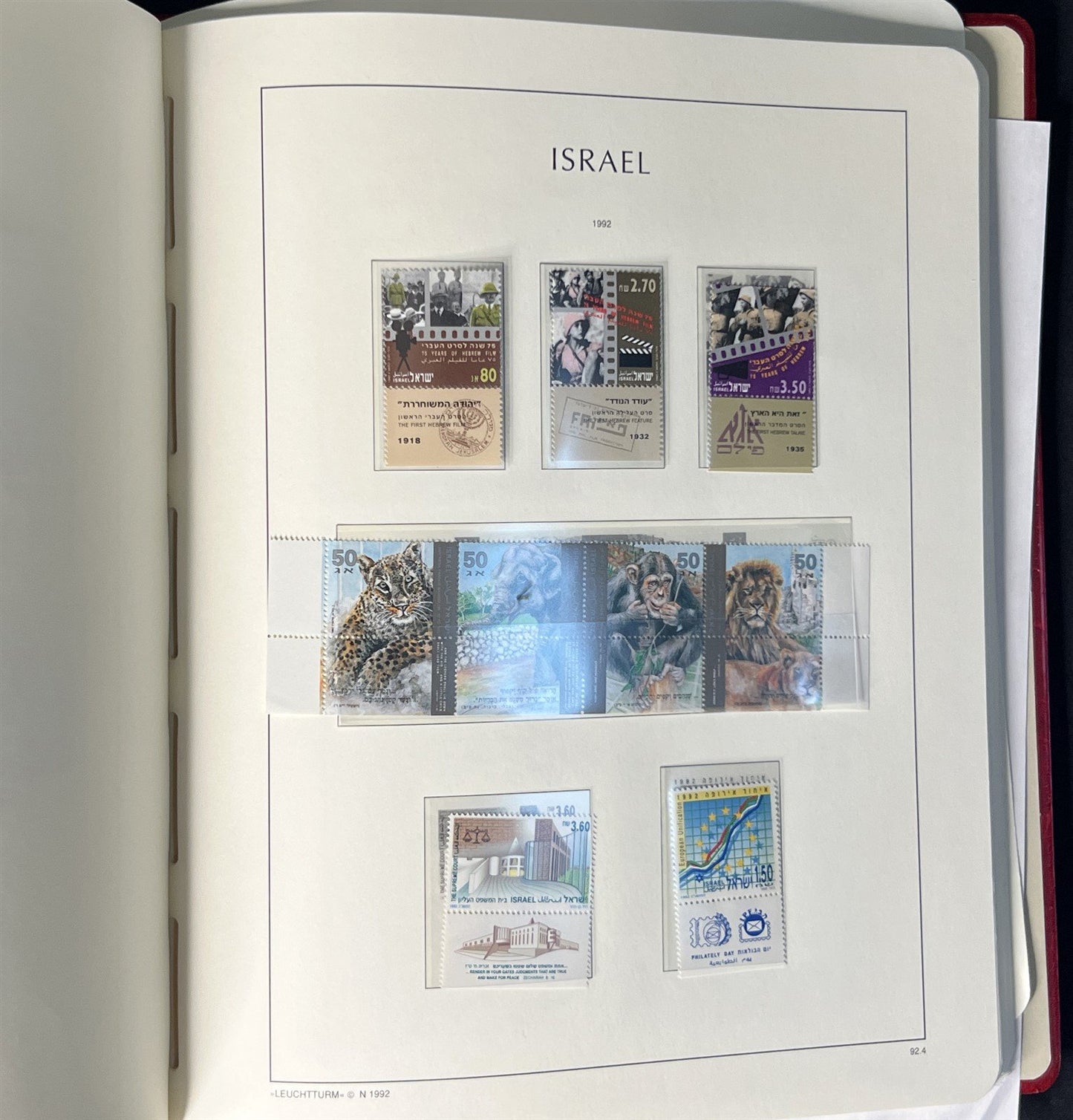 Israel Collection of 334 Stamps in a Lighthouse Hingeless Album ZAYIX 0825G3899