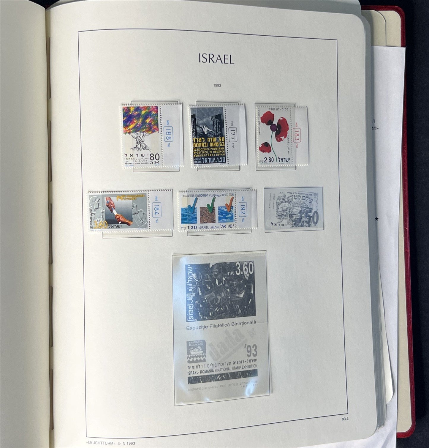 Israel Collection of 334 Stamps in a Lighthouse Hingeless Album ZAYIX 0825G3899