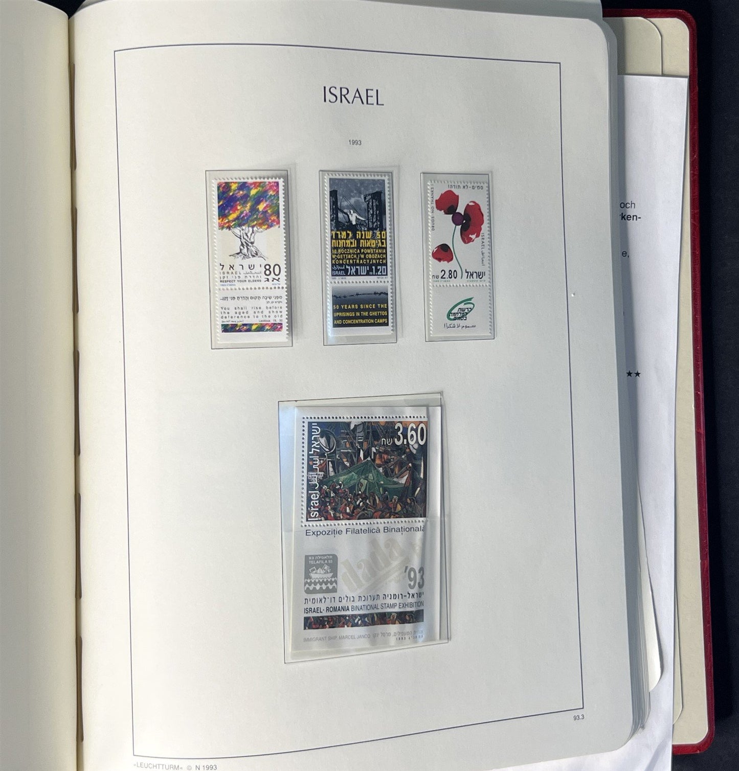 Israel Collection of 334 Stamps in a Lighthouse Hingeless Album ZAYIX 0825G3899