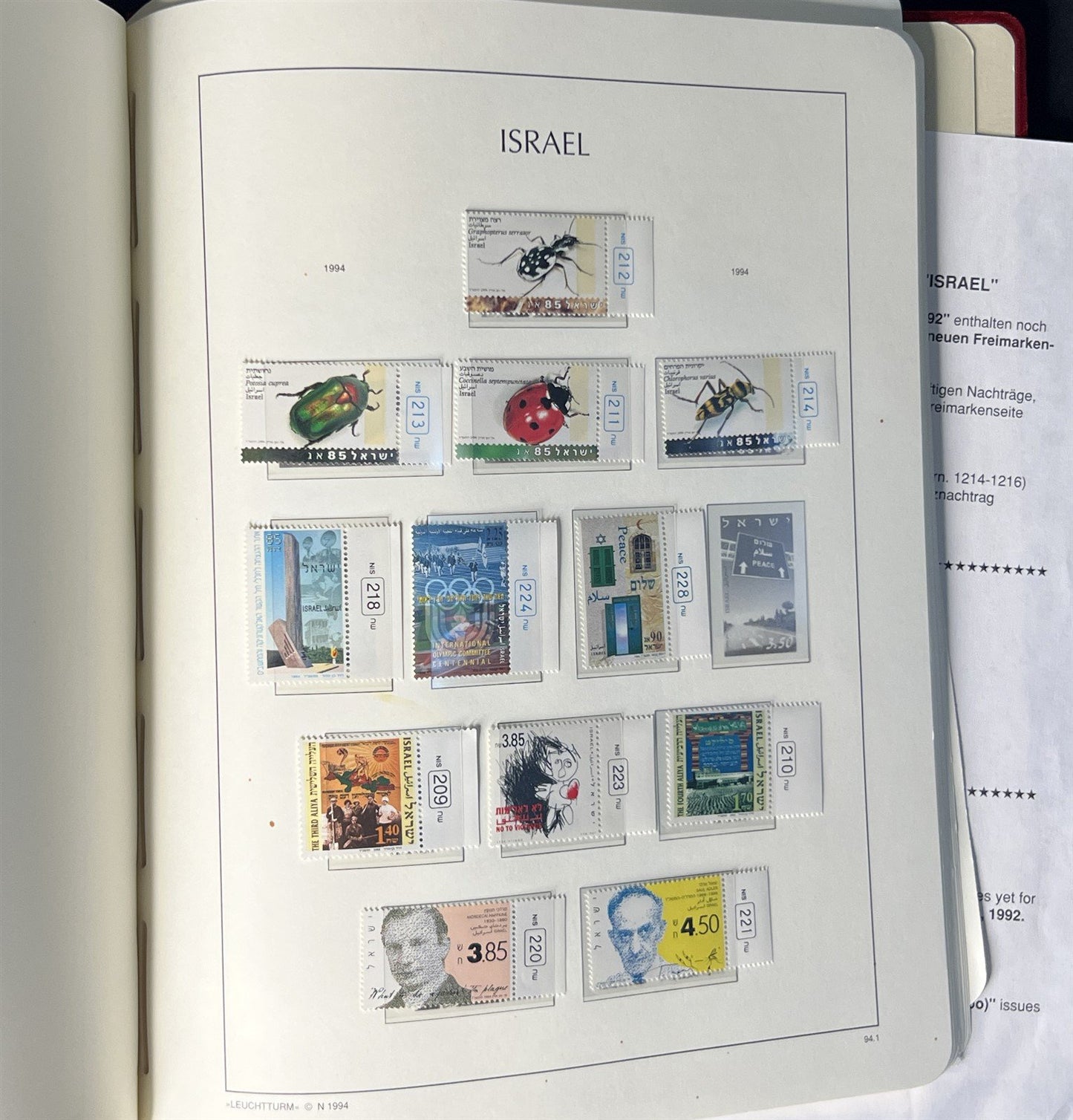 Israel Collection of 334 Stamps in a Lighthouse Hingeless Album ZAYIX 0825G3899