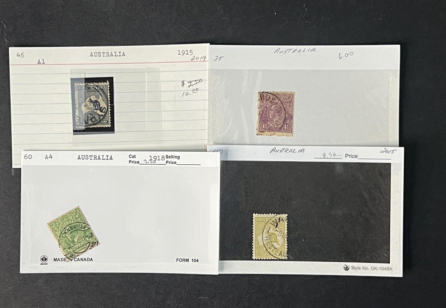Australia Collection by Scott# on dealer cards $1100+ CV ZAYIX 0825G4059