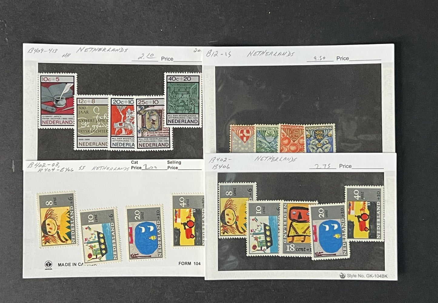 Valuable Netherlands & Colonies on dealer cards $1250+ CV ZAYIX 0825G4061