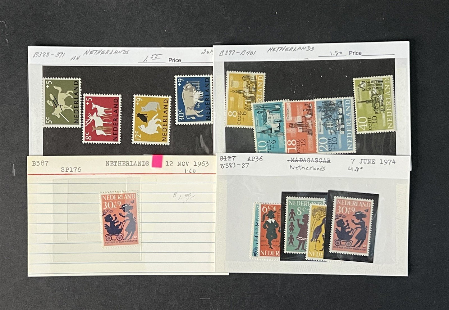 Valuable Netherlands & Colonies on dealer cards $1250+ CV ZAYIX 0825G4061