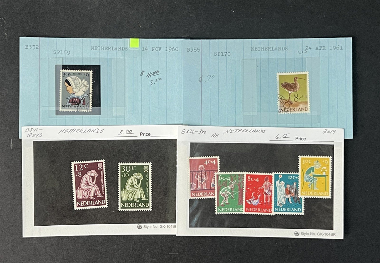 Valuable Netherlands & Colonies on dealer cards $1250+ CV ZAYIX 0825G4061