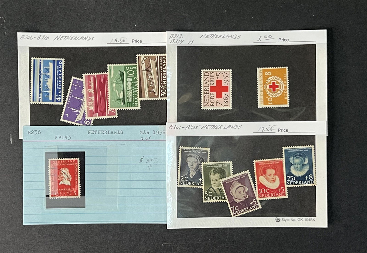 Valuable Netherlands & Colonies on dealer cards $1250+ CV ZAYIX 0825G4061