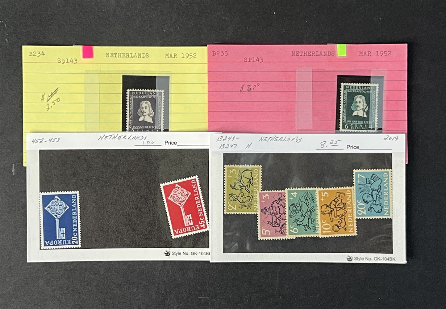 Valuable Netherlands & Colonies on dealer cards $1250+ CV ZAYIX 0825G4061