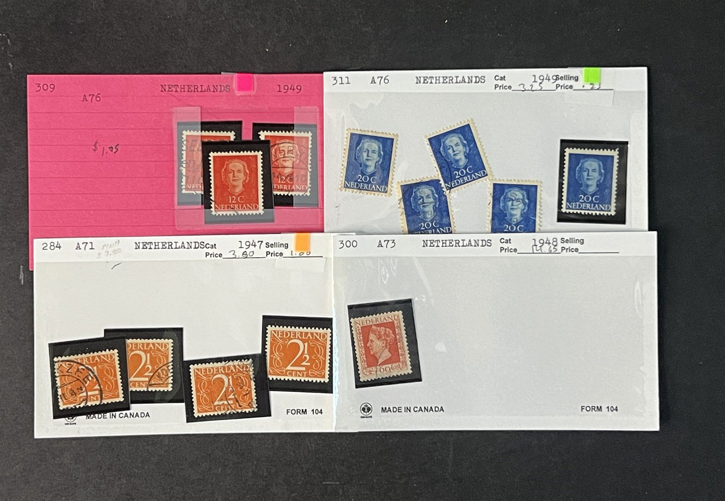 Valuable Netherlands & Colonies on dealer cards $1250+ CV ZAYIX 0825G4061