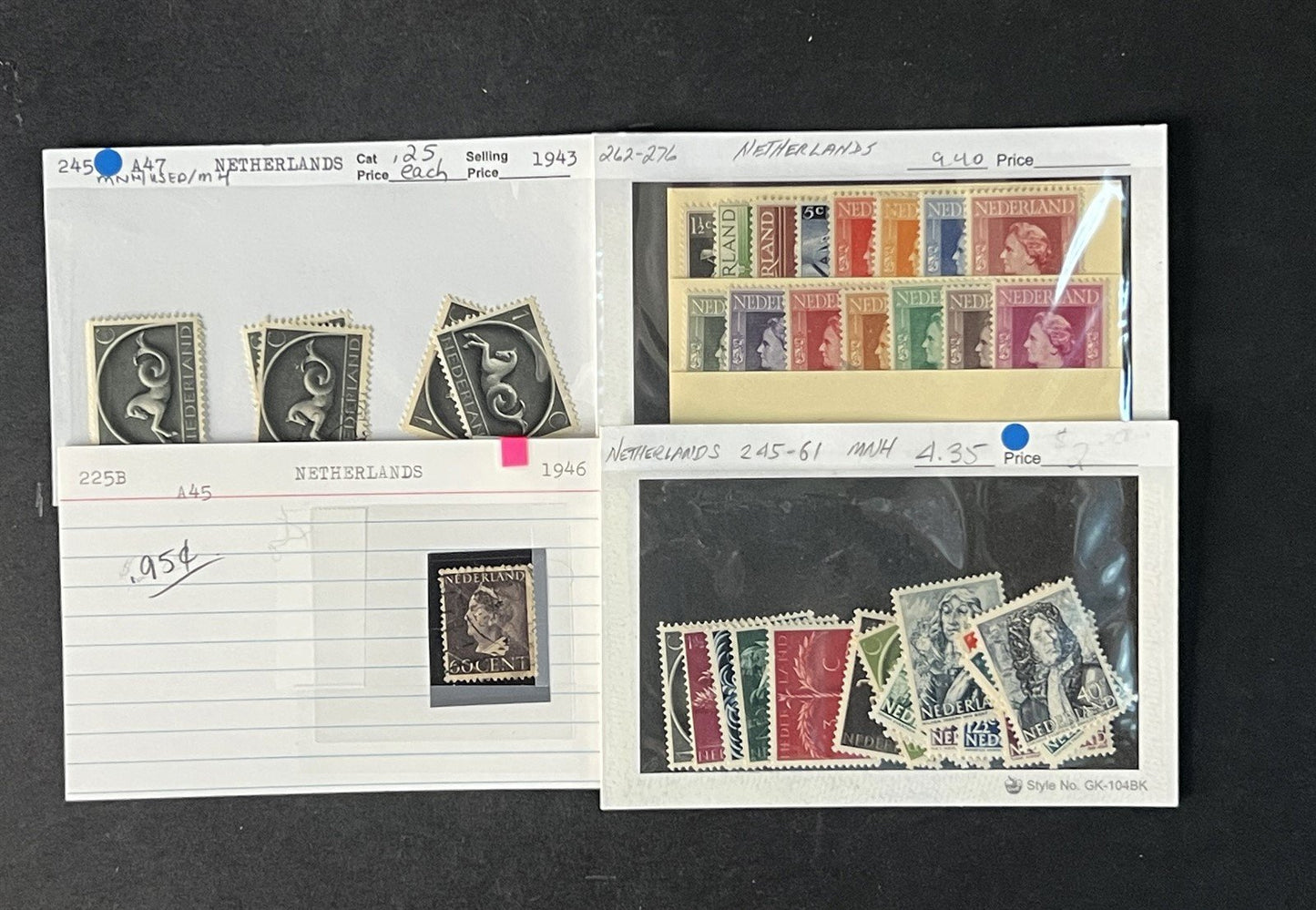 Valuable Netherlands & Colonies on dealer cards $1250+ CV ZAYIX 0825G4061