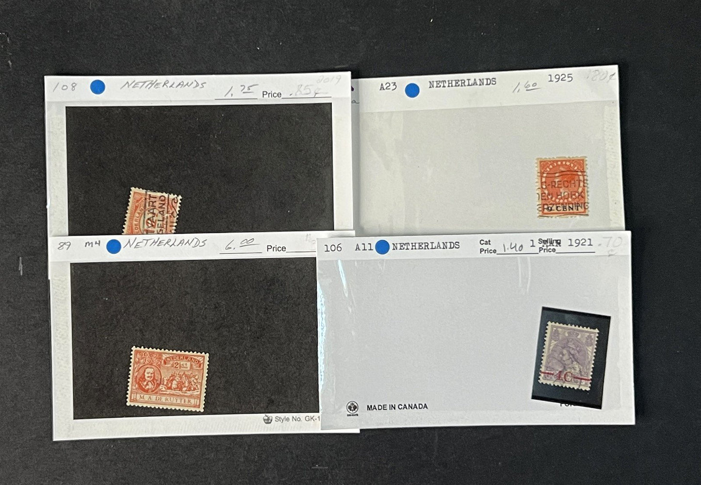 Valuable Netherlands & Colonies on dealer cards $1250+ CV ZAYIX 0825G4061