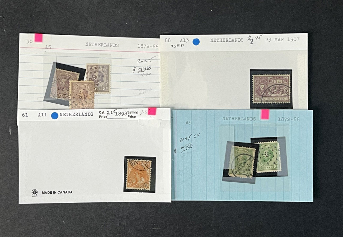 Valuable Netherlands & Colonies on dealer cards $1250+ CV ZAYIX 0825G4061