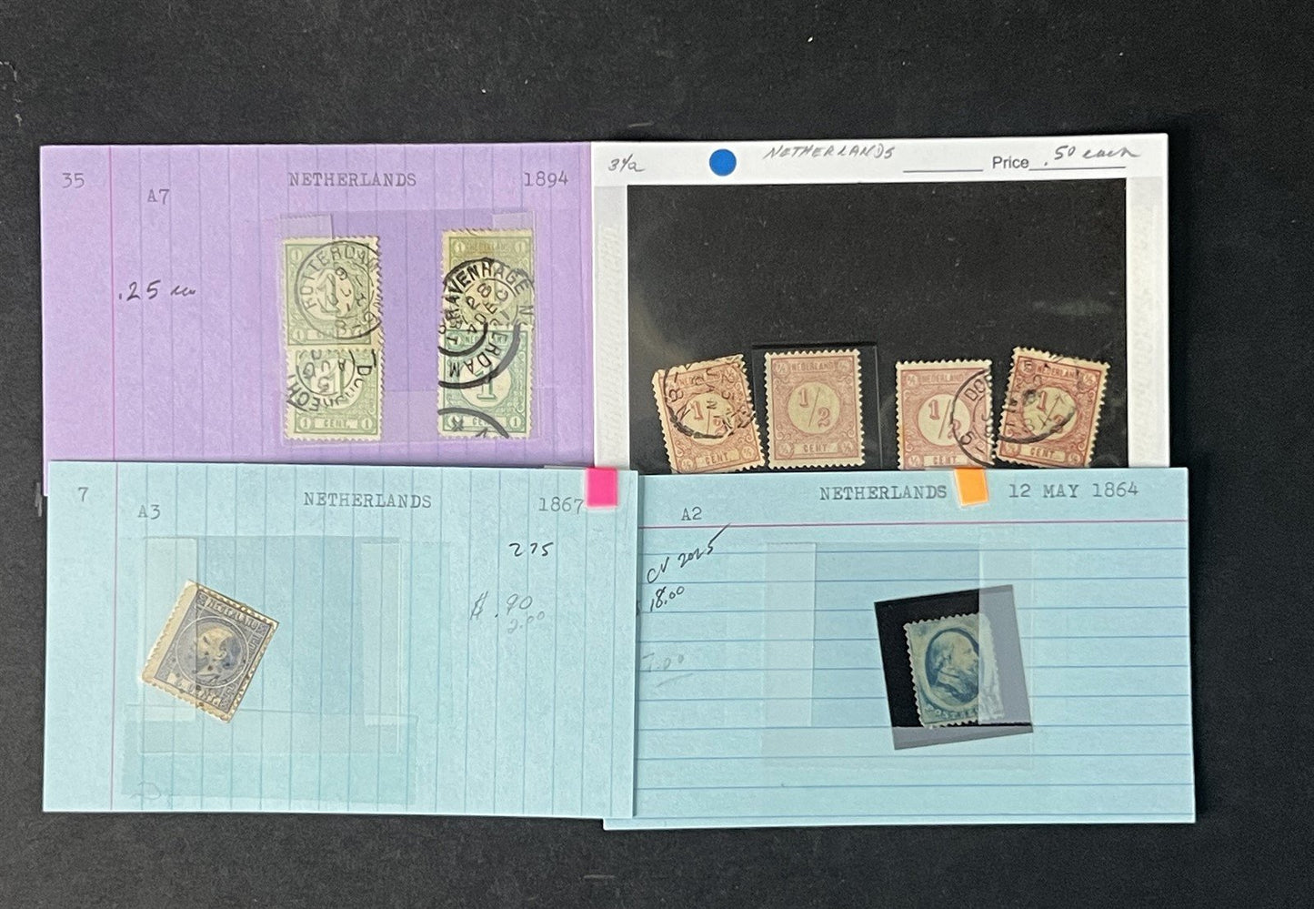 Valuable Netherlands & Colonies on dealer cards $1250+ CV ZAYIX 0825G4061