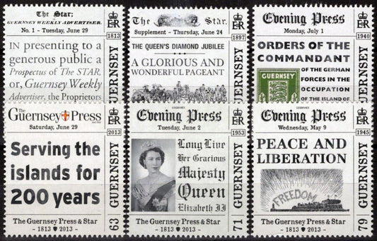 Guernsey 1214-1219 MNH Communications Newspapers Royalty ZAYIX 090823S70M
