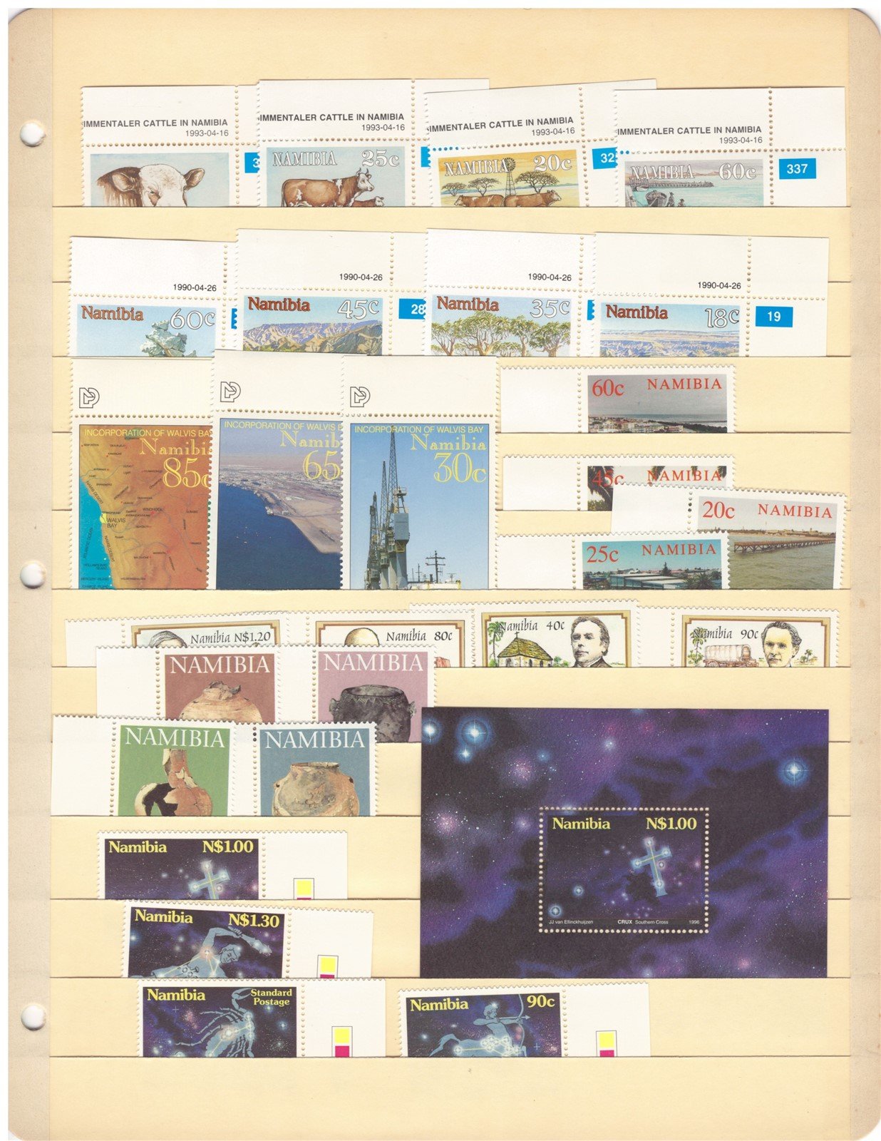 Nambia All Different MNH Stamp Collection on 4 Stock Pages ZAYIX 0825CB4237